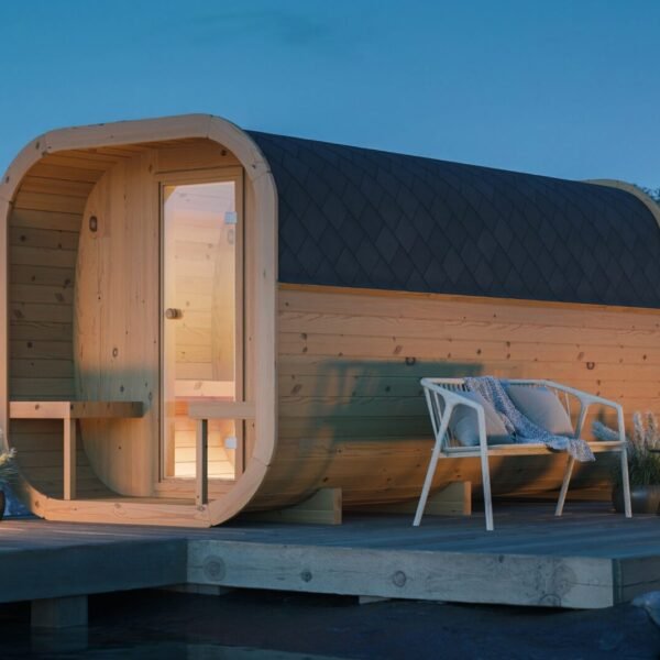 Premium Scandinavian Designed Natural Wood Sauna Cabin With Outdoor Terrace