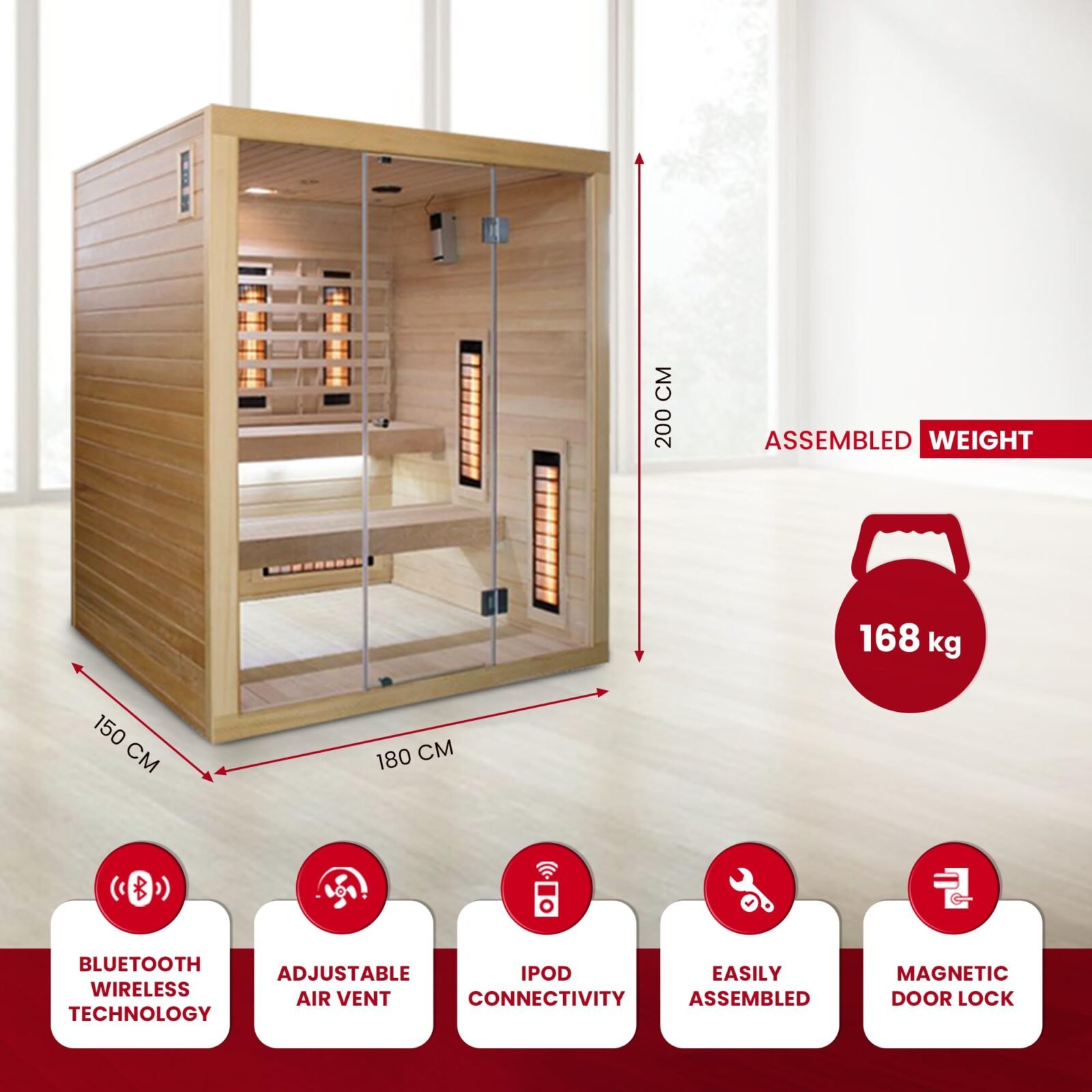 SaunaMed 2-6 Person Full Spectrum Infrared Indoor Sauna EMR NeutralTM 13A Plug & Play - 6 Person Model - image 5