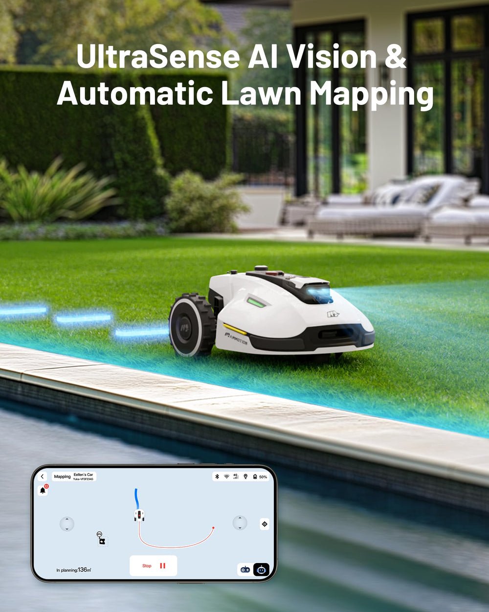 MAMMOTION YUKA 3000 Robot Lawn Mower - Perimeter Wire-Free with UltraSense AI Vision & 45% Slope Capacity - image 2