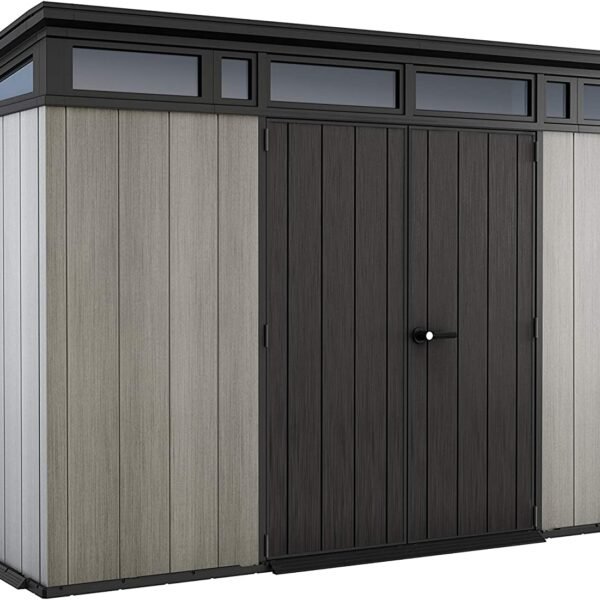 Keter Artisan 11 x 7 ft Plastic Shed – Double Door Pent Garden Shed