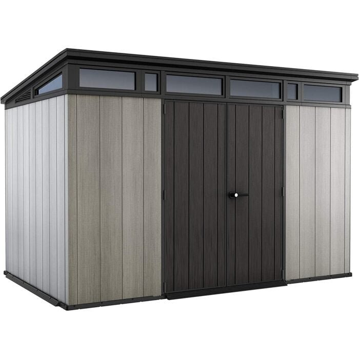 11ft x 7ft Artisan Heavy Duty Weatherproof Plastic Pent Shed in Grey