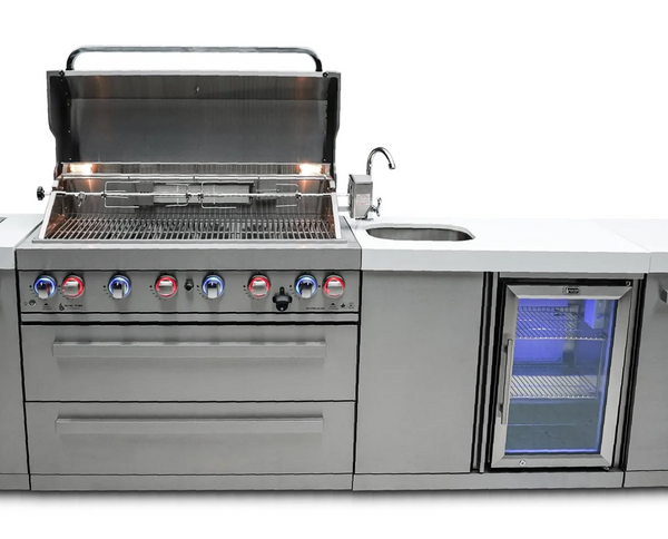 Mont Alpi 805 Deluxe Island with Beverage Center 6-Burner Grill 2 Infrared Burners
