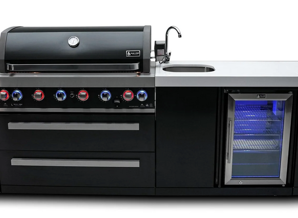 Mont Alpi 805 Deluxe Black Stainless Steel Island with Integrated Beverage Center