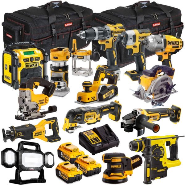 Professional 18V 14 Piece Power Tool Kit with 3 x 5.0Ah Batteries and Charger
