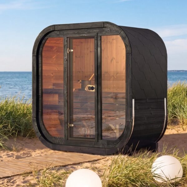 Black Thermowood Sauna Narvik For Two To Three People