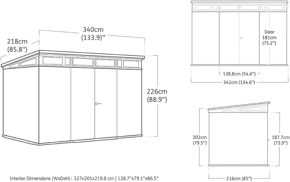 Keter Cortina 11 x 7 ft Plastic Shed – Heavy Duty Pent Garden Shed, Dark Grey - image 3