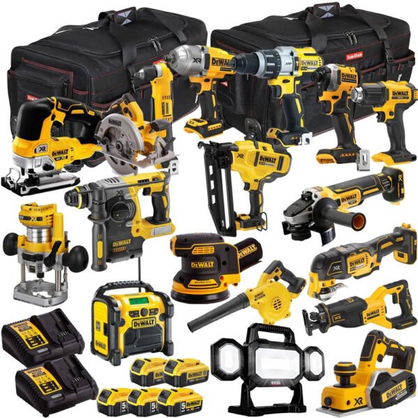 18V Cordless 18-Piece Power Tool Combo Kit with 5 x Batteries & Charger T4TKIT-1083
