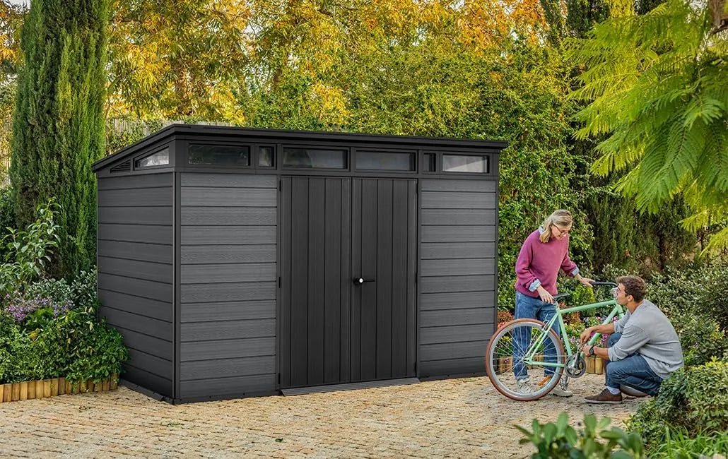 Keter Cortina 11 x 7 ft Plastic Shed – Heavy Duty Pent Garden Shed, Dark Grey - image 7